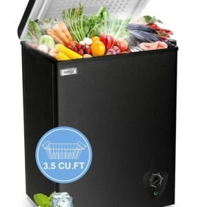 Chest Freezer Small Deep Freezer WANAI 3.5 Cu.Ft Mini Freezer Black Free-Standing Top Door Freezer Adjustable 7 Thermostat and Removable Basket Open Deep Freezer Apartment...