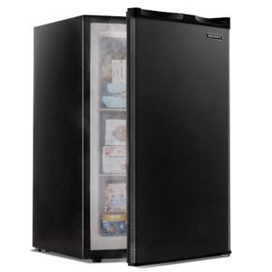 Euhomy Upright freezer, 3.0 Cubic Feet, Single Door Compact Mini Freezer with Reversible Door, Small freezer for Home/Dorms/Apartment/Office (Black)